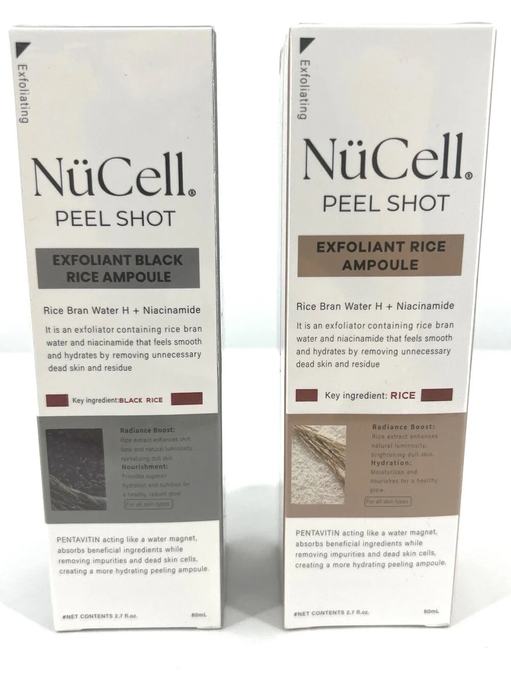 NuCell Peel Shot Exfoliant Rice Ampoule & Black Rice Ampoule (Set of 2)